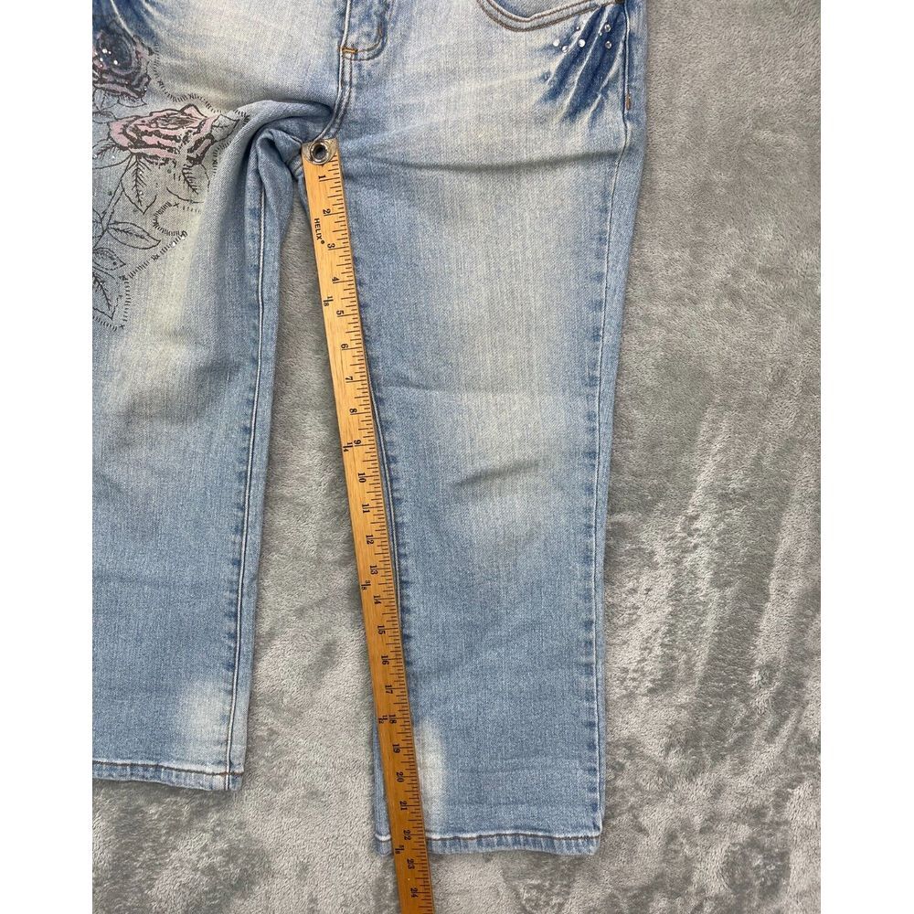 Zana Di Women's Jeans 7 Blue Low-Rise Capri Stretch Denim 30x22.5 Embroidered - Picture 4 of 10